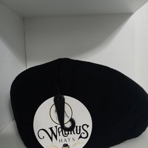 Walrus Hat Wool Newsboy Black Cap Snap Brim Quilted Inside M